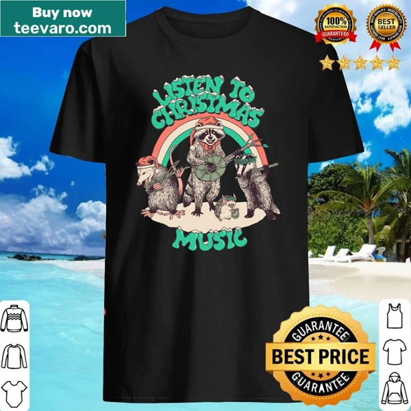 Shirt with elegant typography saying 'Listen To Christmas Music'