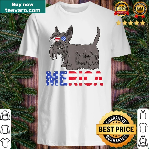 Scottish Terrier in sunglasses with USA flag design for Fourth of July