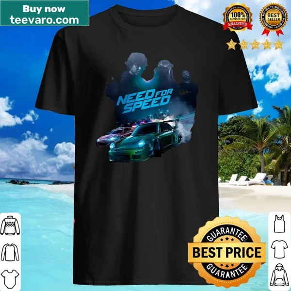 Bold Need For Speed typography shirt for racing enthusiasts