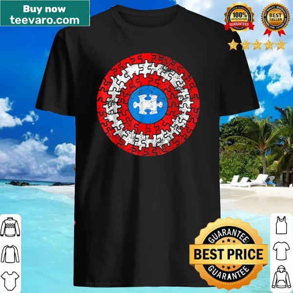 Superhero-themed autism awareness shirt with 'Captain' text