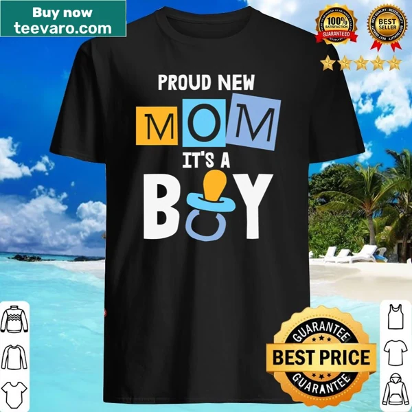 New Mom It's A Boy t-shirt with typographic design