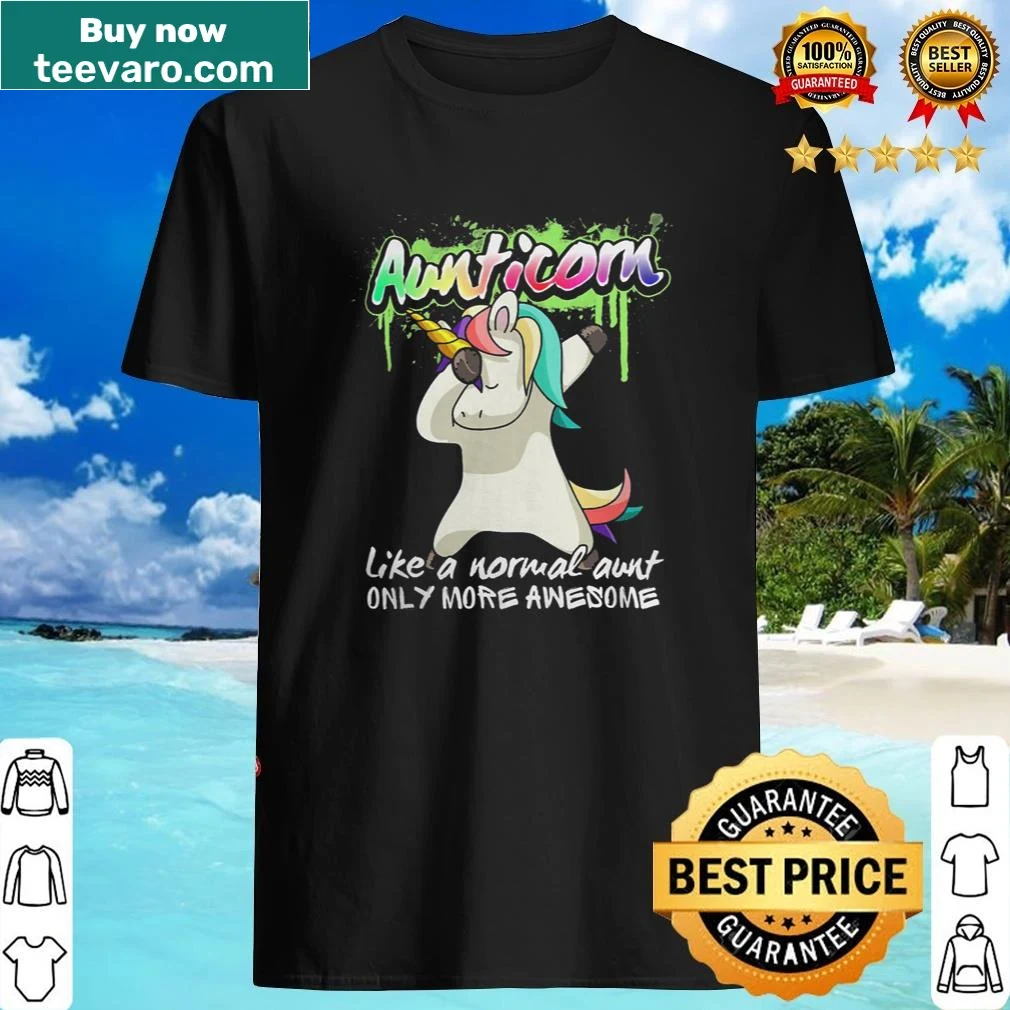 Dabbing unicorn design with text celebrating aunthood