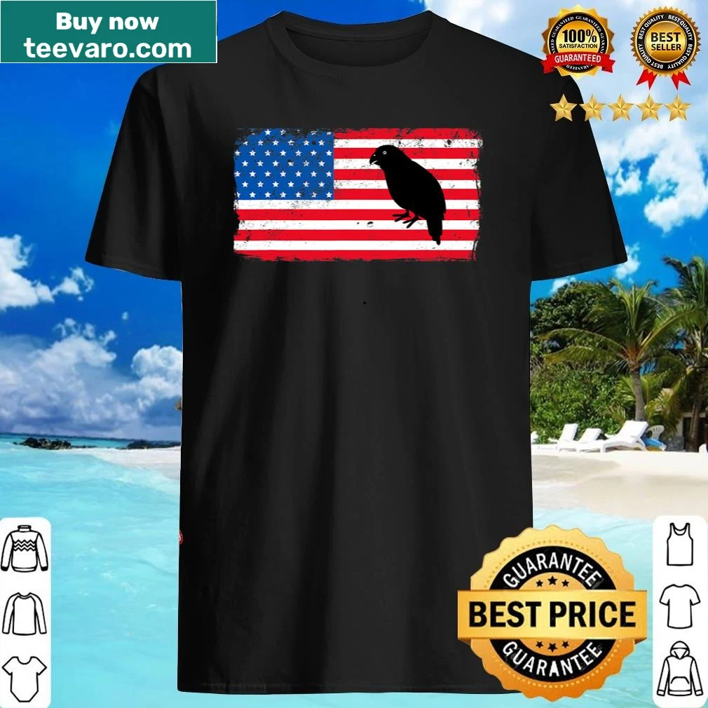 Shirt featuring a kakapo and American flag for kids