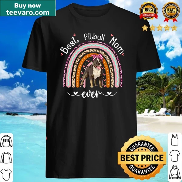 Illustrative shirt for pitbull dog moms with rainbow design