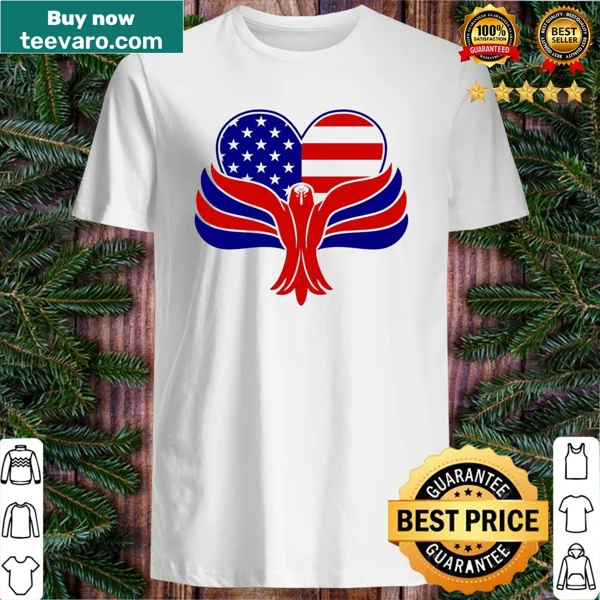 Eagle graphic combined with heart design for patriotic wear