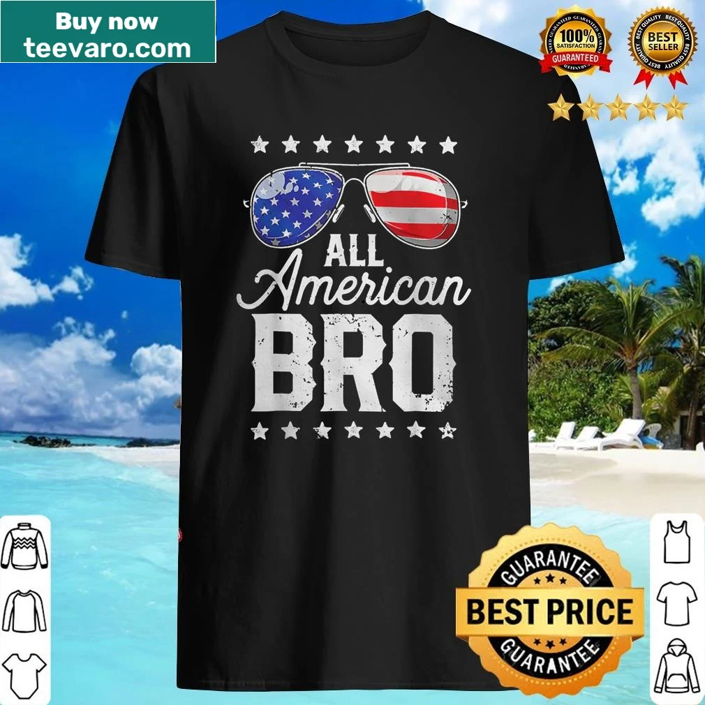 Patriotic shirt with American flag and sunglasses design