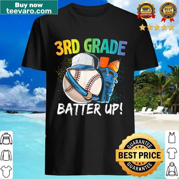Cartoon baseball batter graphic shirt for 3rd grade boys