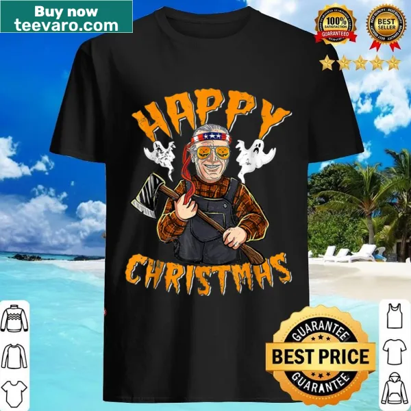 Funny Joe Biden shirt blending Christmas and Halloween themes