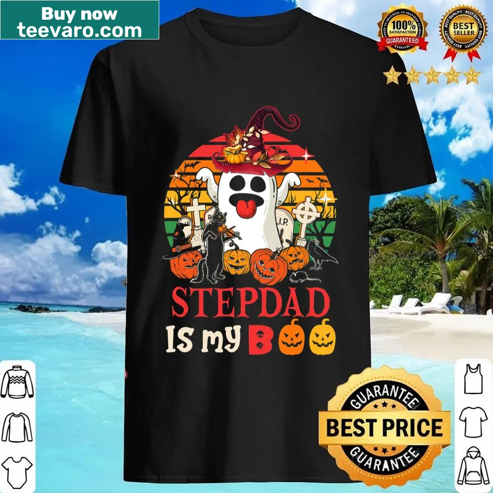 Charming Halloween shirt with spooky pumpkins and text about stepdad