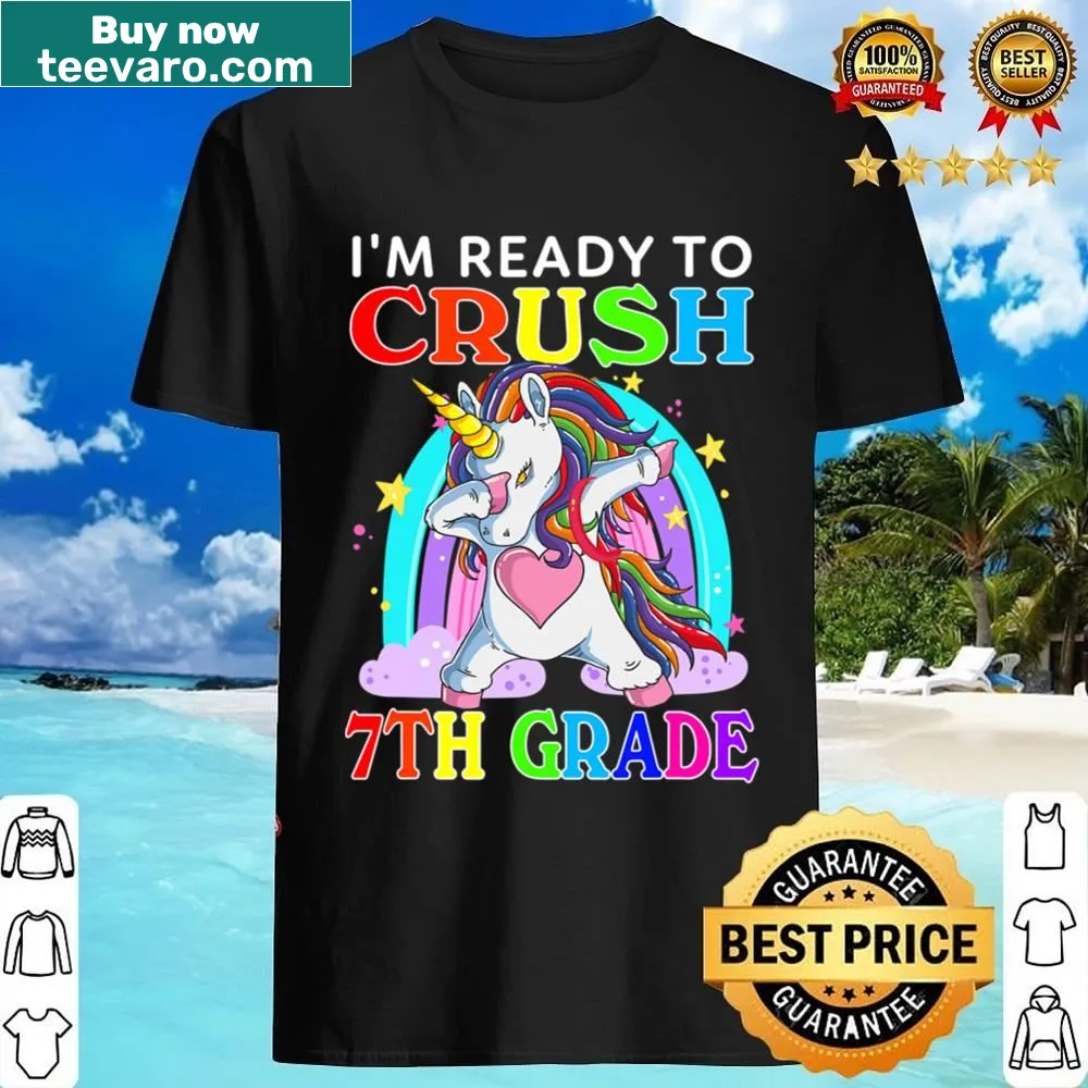 Funny shirt for 7th graders with dabbing unicorn and text