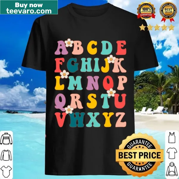 Vintage-style shirt with whimsical alphabet design for preschoolers