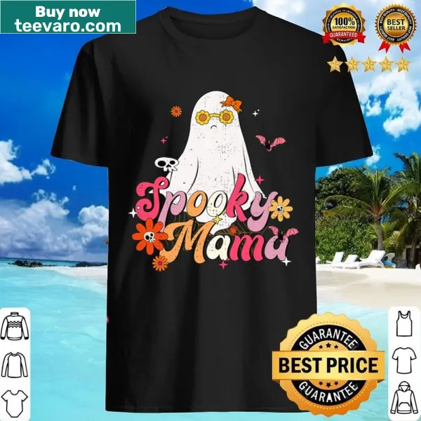 Retro design with 'Spooky Mama' text for Halloween T-shirt