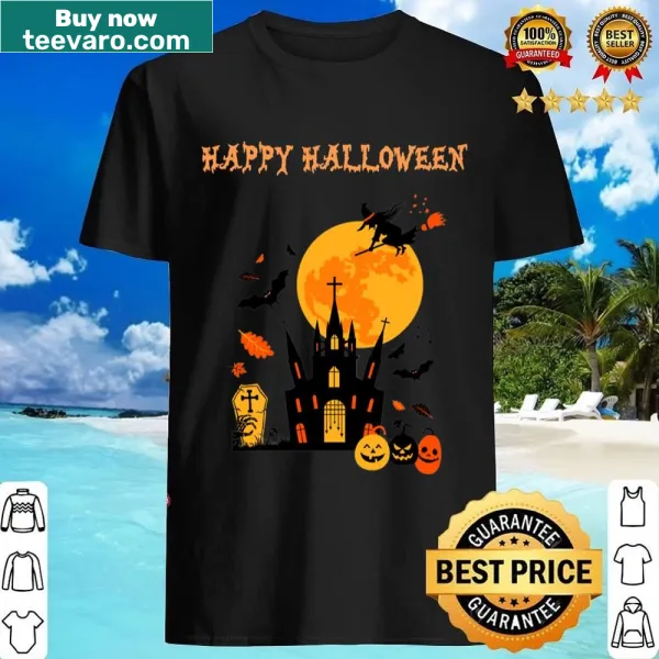Haunted house and pumpkin Halloween graphic T-shirt