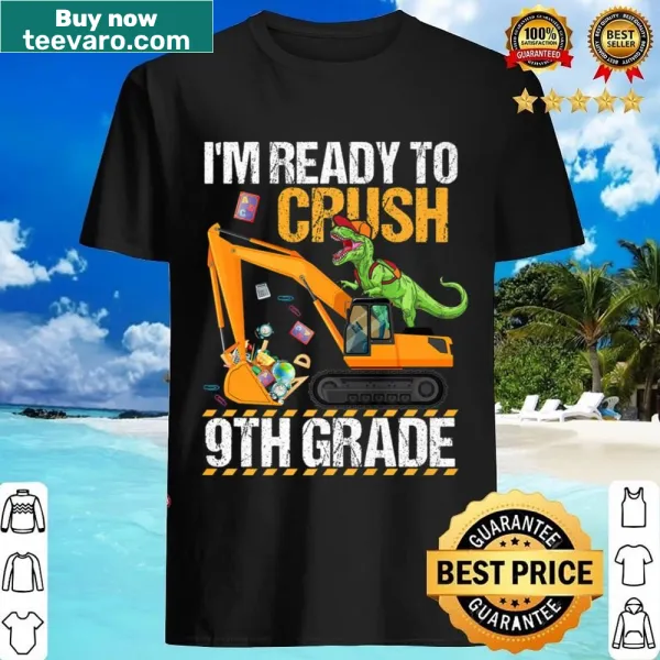 Dinosaur and construction vehicle graphic shirt for boys entering 9th grade