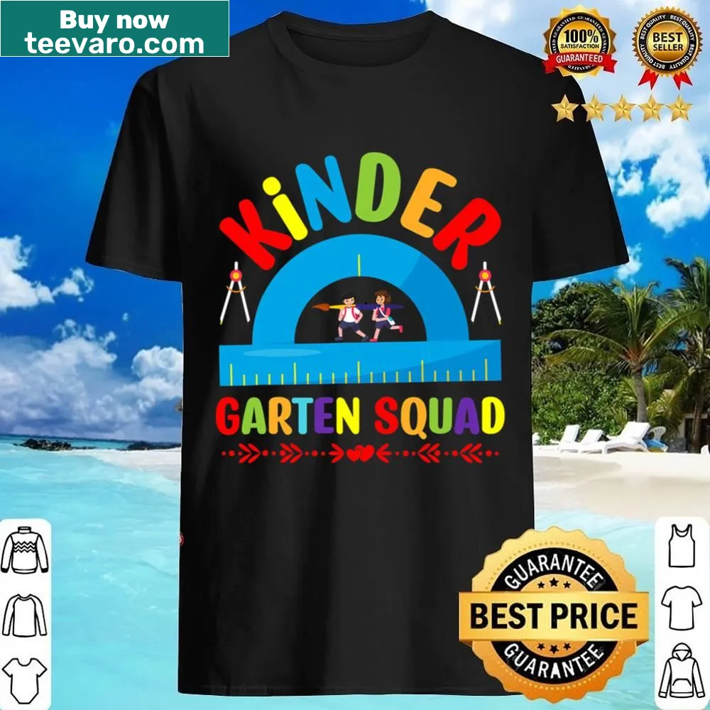 Playful 'Kindergarten Squad' graphic on a shirt