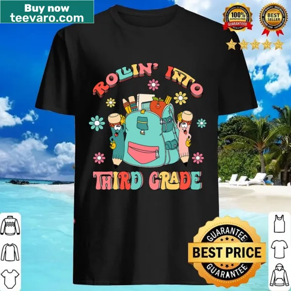 Graphic with text 'Rollin' Into Third Grade' for students