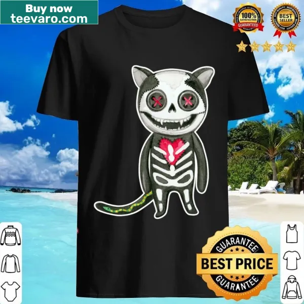 Funny Halloween-themed cat graphic on a t-shirt