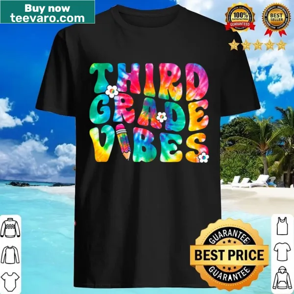 Graphic with text 'Third Grade Vibes' for kids