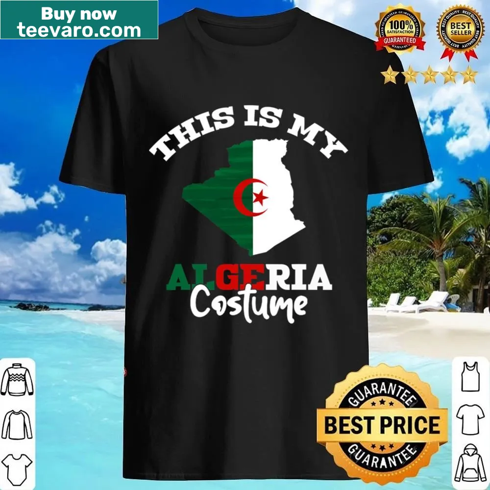 Womens Halloween T-shirt featuring the Algeria flag, perfect for cultural celebration.