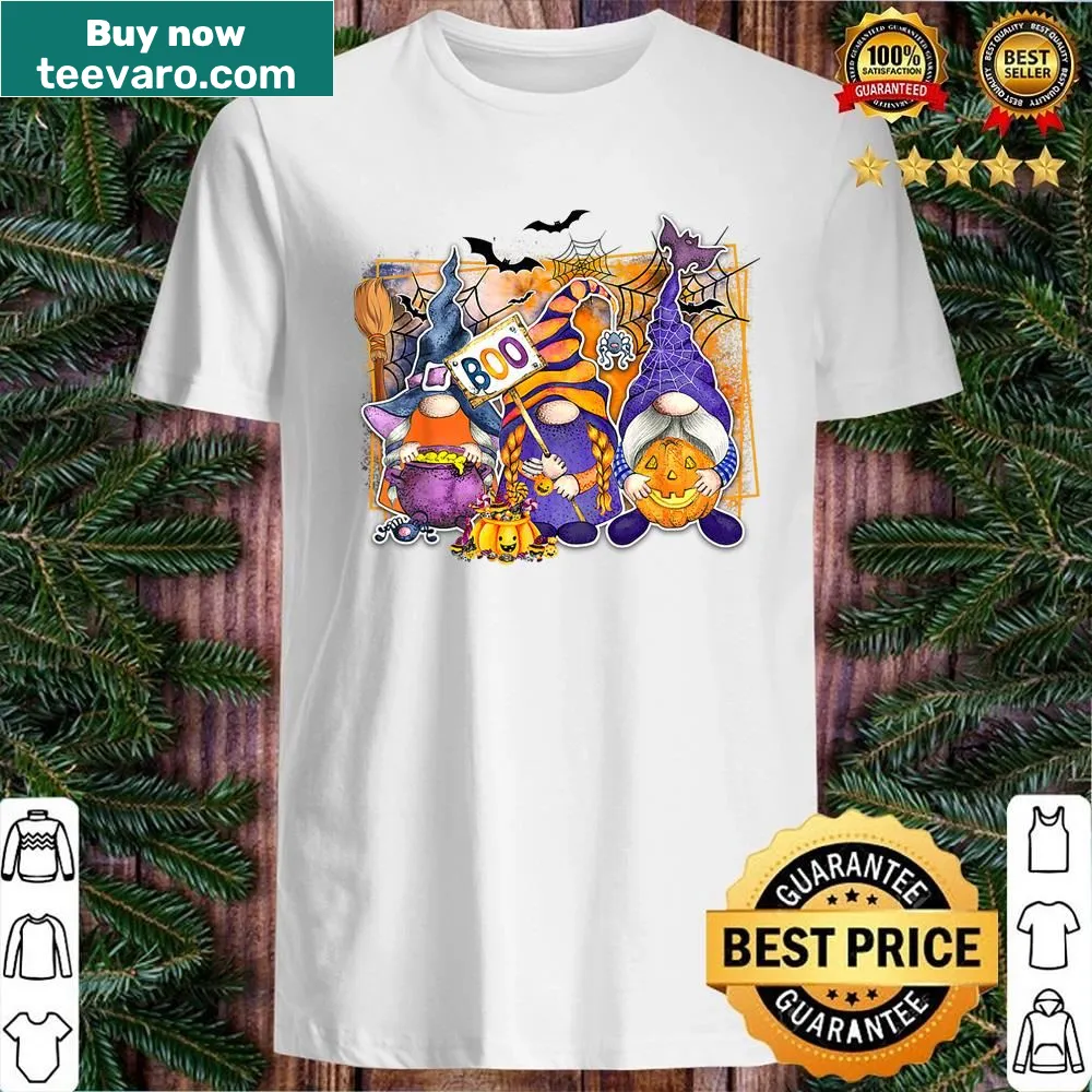 Cute Halloween shirt with gnomes and pumpkins illustration