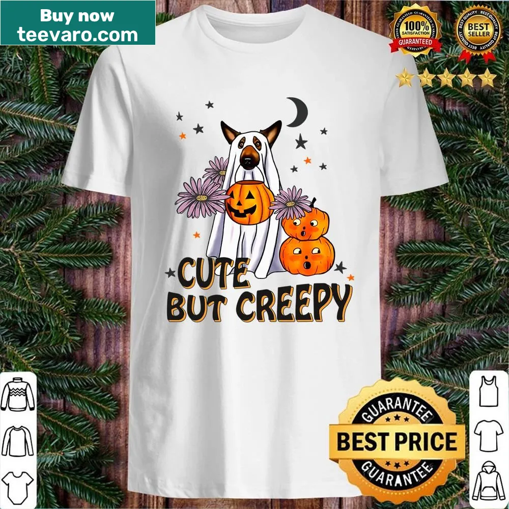Funny Halloween shirt with cute ghost dog and pumpkin design