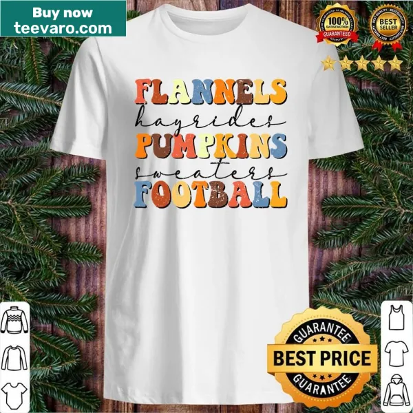 Playful shirt featuring flannels, hayrides, and pumpkins
