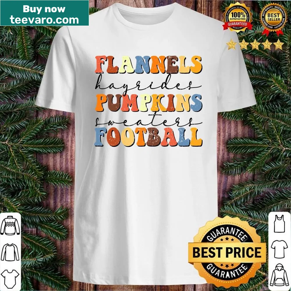 Playful shirt featuring flannels, hayrides, and pumpkins