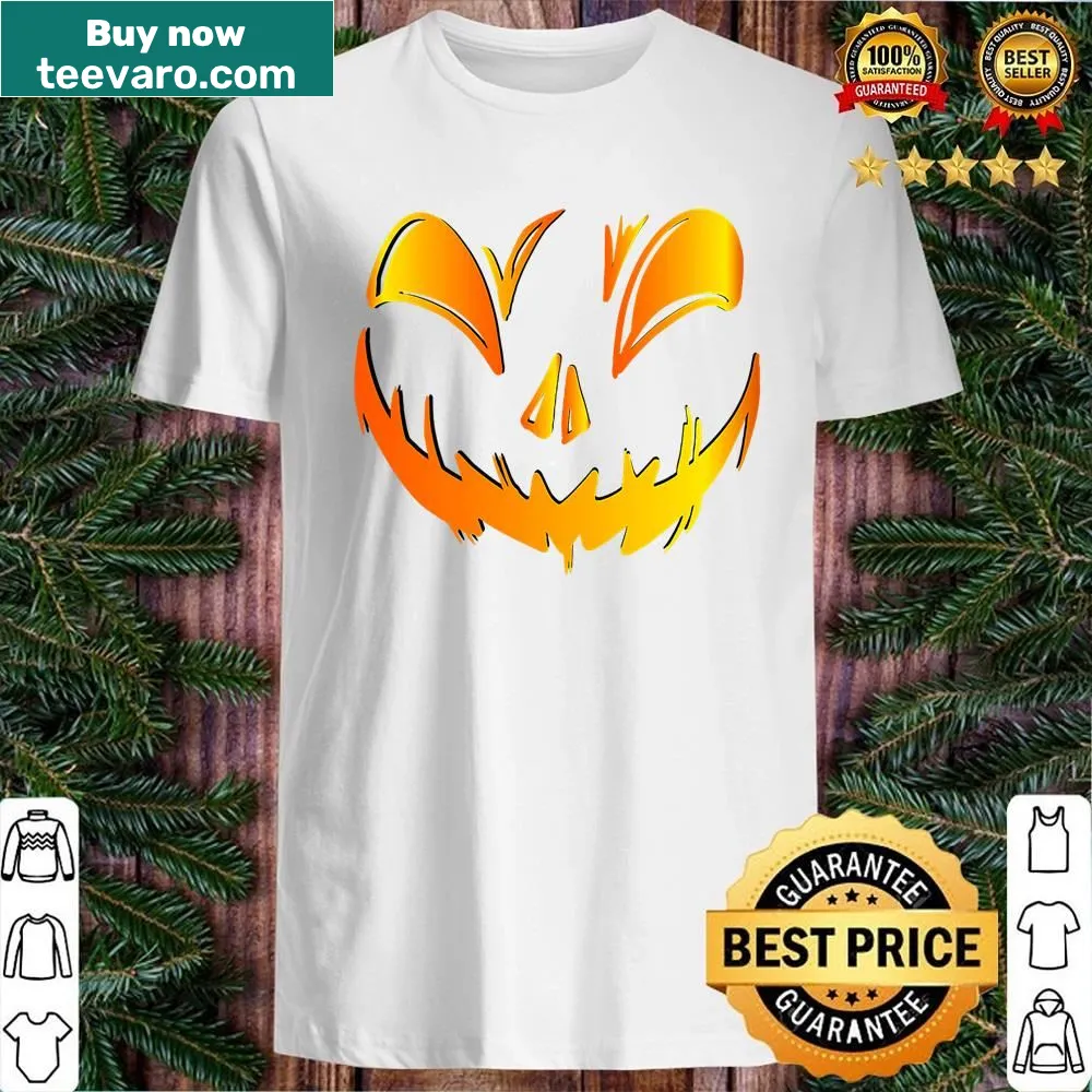 Funny pumpkin monster face graphic shirt for kids