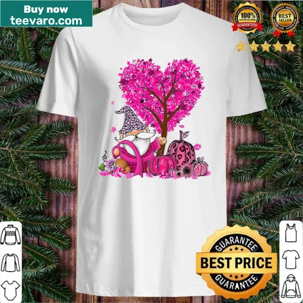 Gnomes and pumpkins design with a breast cancer awareness ribbon