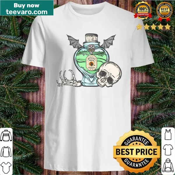 Halloween shirt with poison skull and witch-themed design