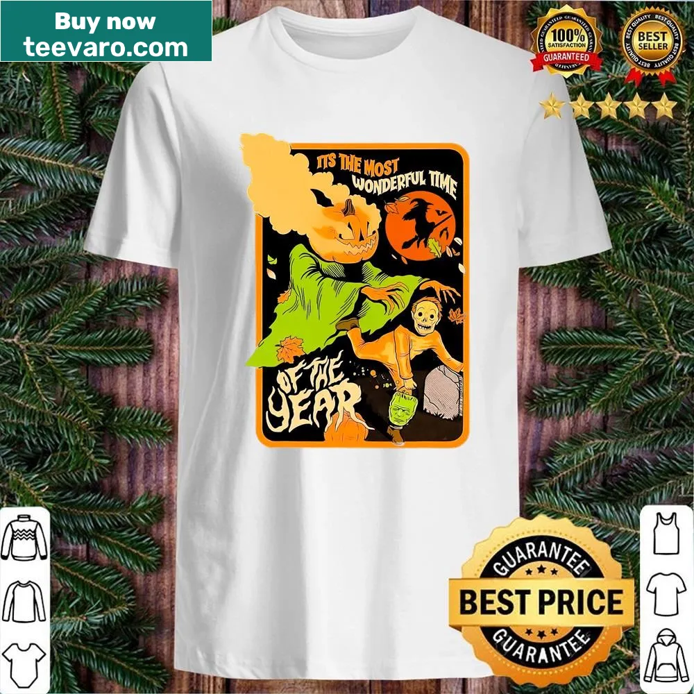 Festive shirt with Halloween illustrations and cheerful text