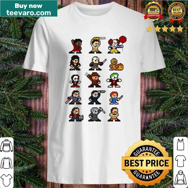 8-bit horror character shirt with pixel art style for gamers