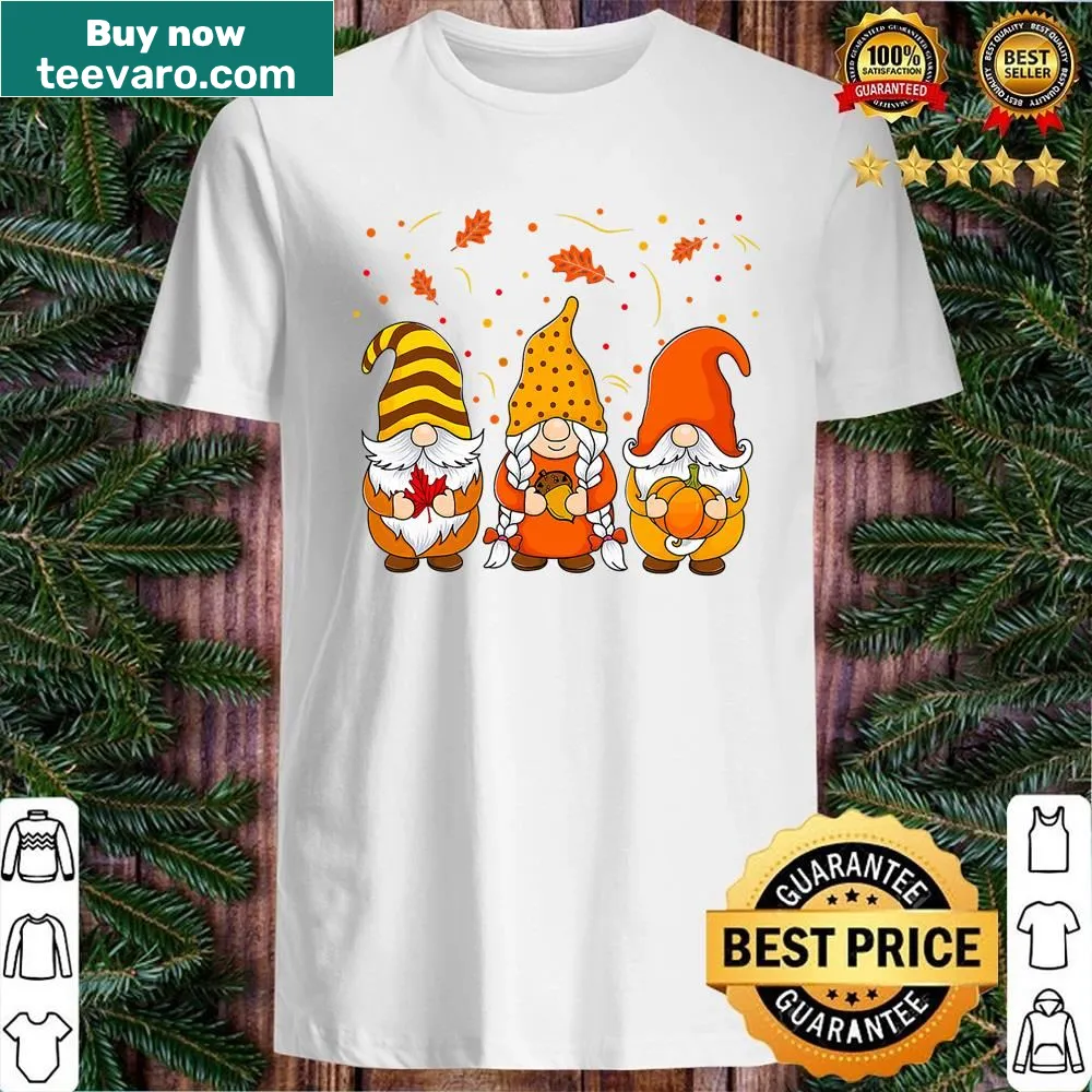 Cute autumn shirt featuring pumpkin gnomes for Halloween and Thanksgiving celebrations