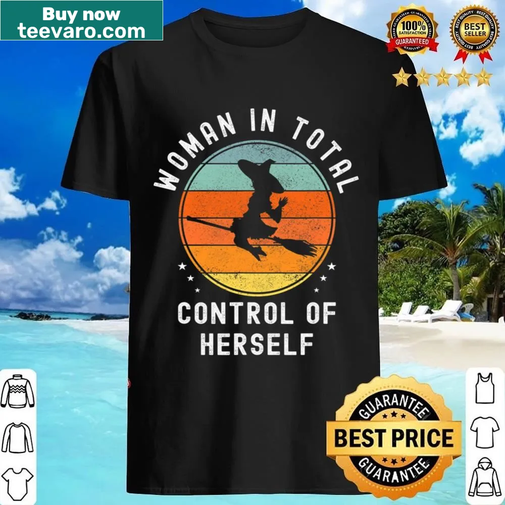 Funny feminist t-shirt with a witch theme and retro design