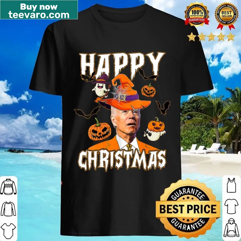 Funny Joe Biden graphic on a women's V-neck Christmas and Halloween shirt