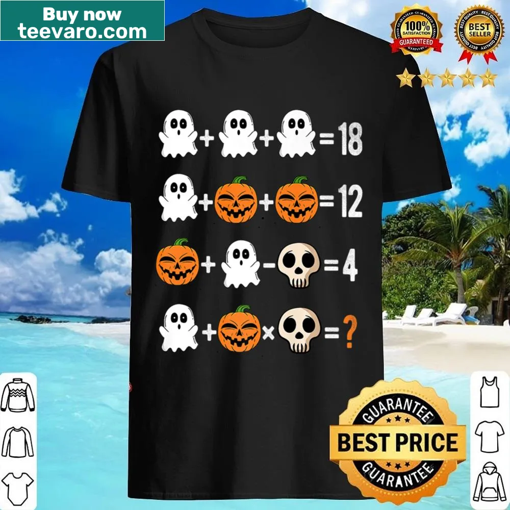 Math teacher Halloween T-shirt featuring order of operations and pumpkin