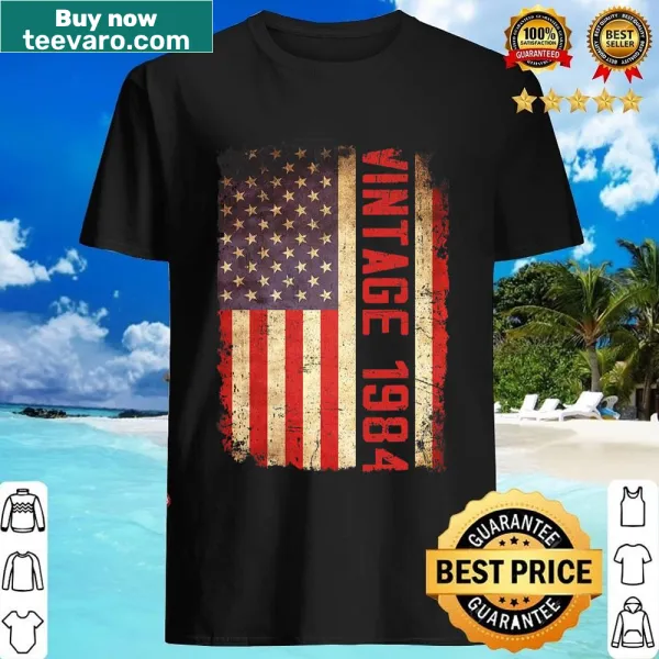 Vintage 1984 American flag shirt for 39th birthday.