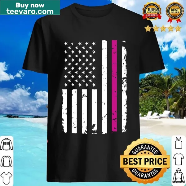 Stylish shirt featuring a pink American flag design for women.