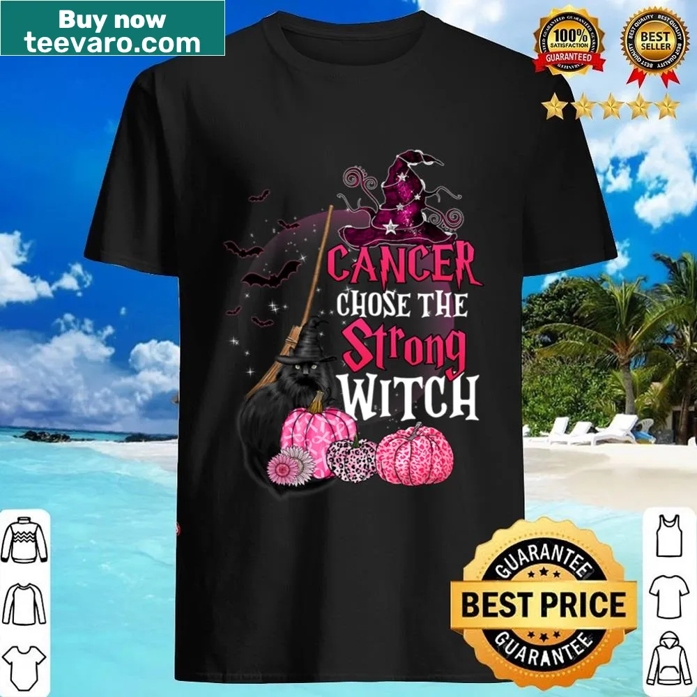 Edgy Cancer Chose The Strong Witch t-shirt with pink typography