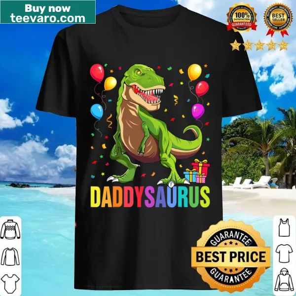 Whimsical Daddysaurus T-Rex cartoon with bold text design