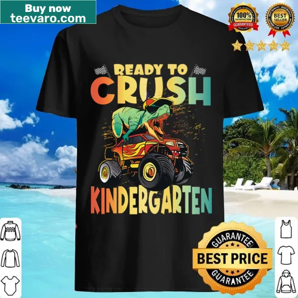 Illustrated monster truck and T-rex for kindergarten kids' t-shirt