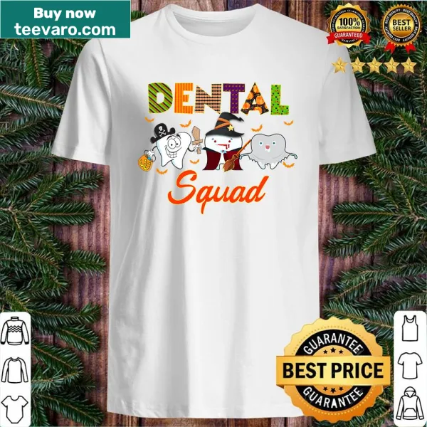 Funny Halloween shirt with dental graphics and 'Dental Squad' text