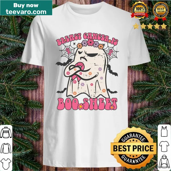 Halloween shirt with breast cancer awareness pink ribbon graphic