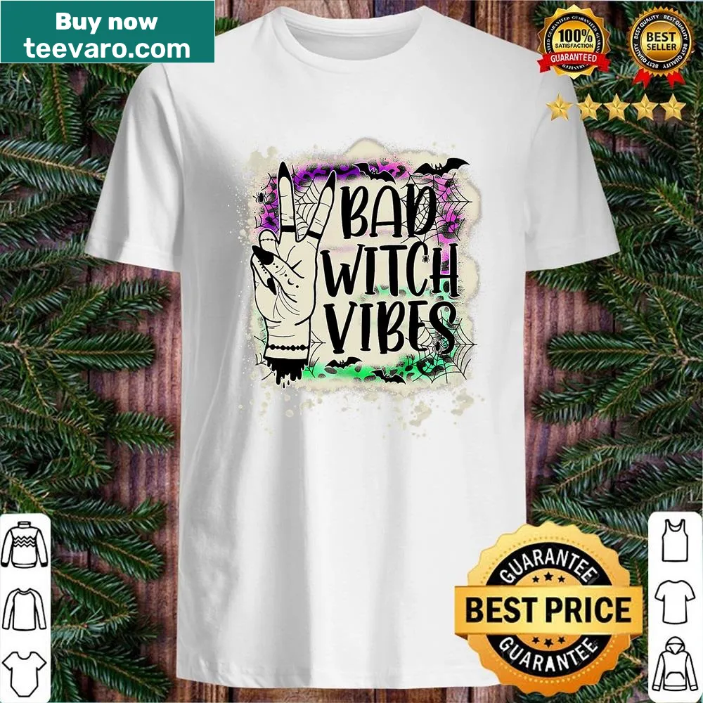Graphic of a peace sign with bad witch vibes for Halloween shirt