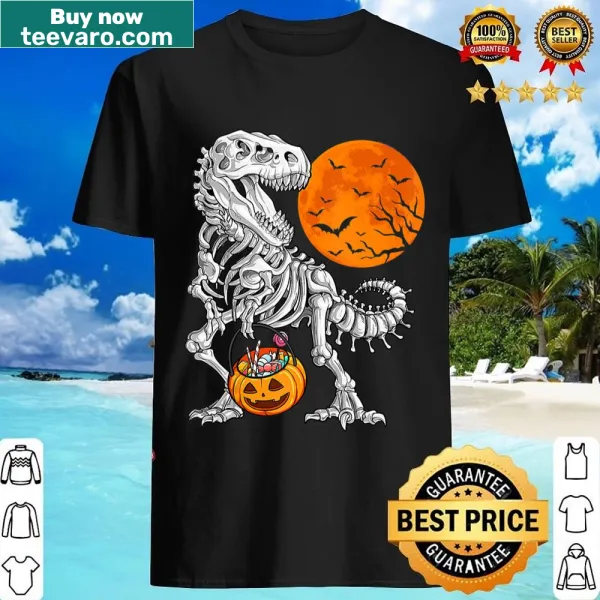 Cartoon dinosaur skeleton Halloween tank top for boys