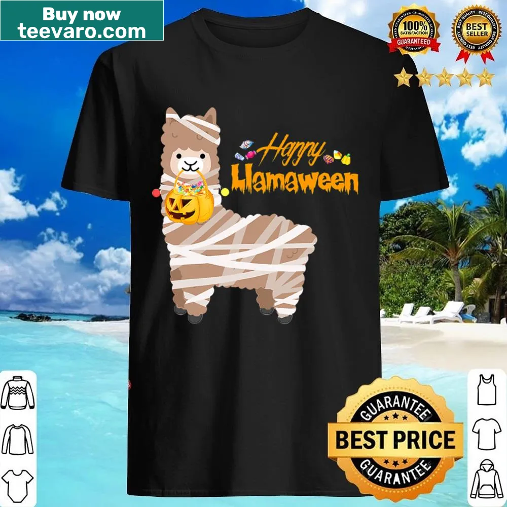 Kids' shirt featuring a funny llama mummy design for Halloween