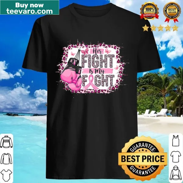 Breast cancer awareness shirt with supportive text and pink ribbons