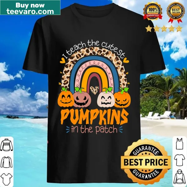 Halloween shirt for teachers with cute pumpkins and rainbow design