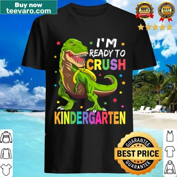 Kindergarten dinosaur shirt for boys with a playful graphic