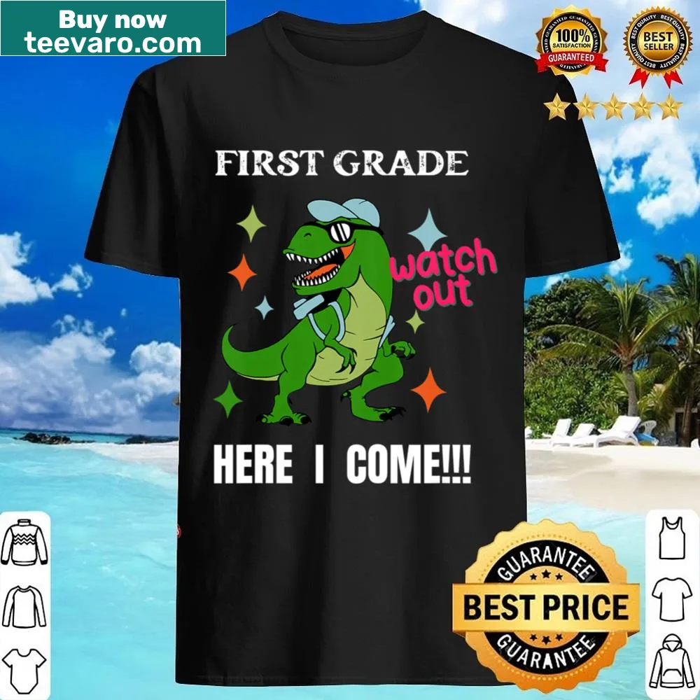 Playful text design on a first grade shirt